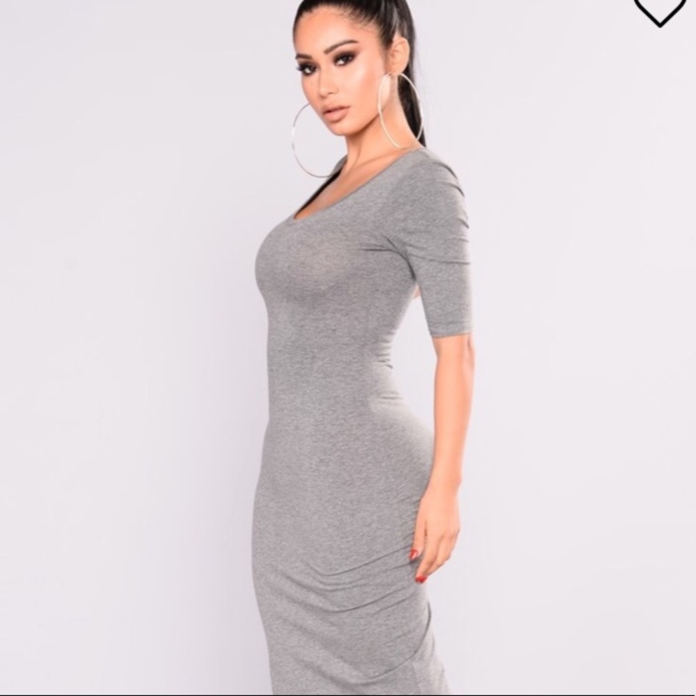 Fashion Nova Nataly Gray Midi Dress